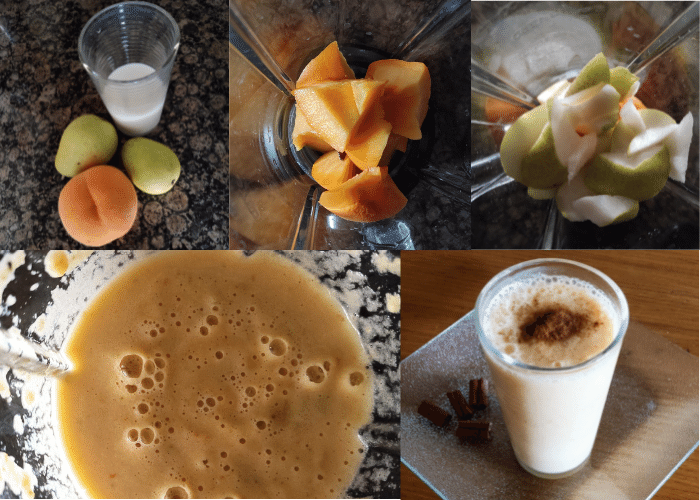 batido de pera con melocoton paso a paso